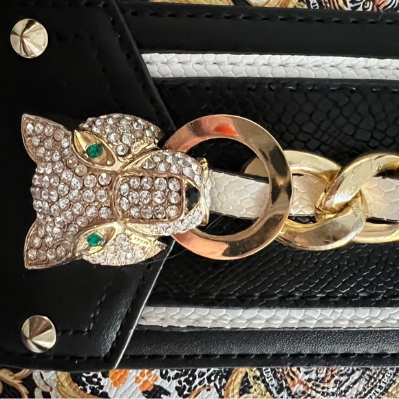 Designer Purse - Computer bag overnight case by Aldo jaguar cat Jewel crystals - Picture 6 of 7